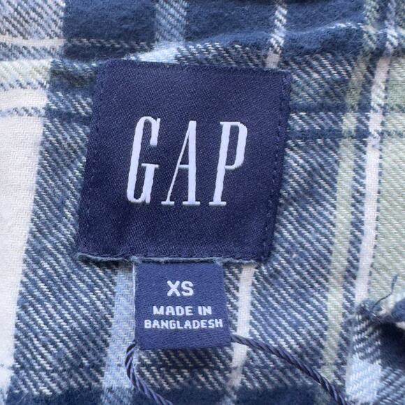 GAP RELAXED FIT AMELIA PLAID‎ BUTTON UP FLANNEL IN SEA SPRAY NWT WOMEN'S SIZE XS - Picture 8 of 14